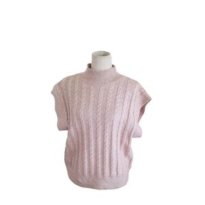 Cupcakes And Cashmere large Sweater Vest  Cream Cable Knit Mock Neck Soft